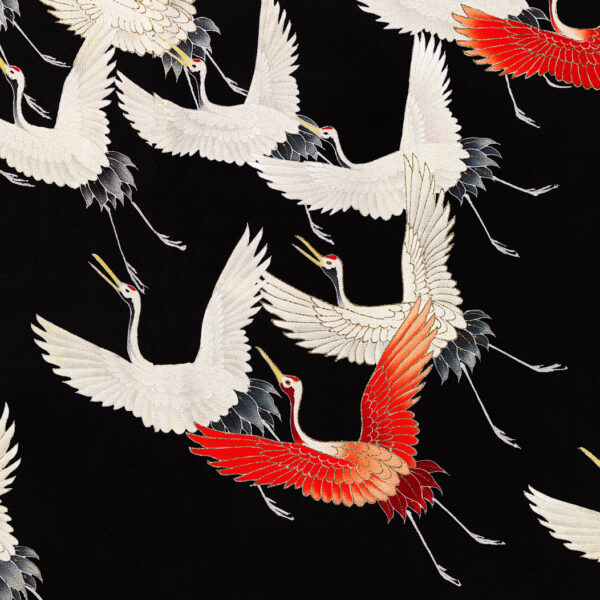 Kunstdruck Japan Furisode with a Myriad of Flying Cranes