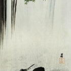 Japanese wagtail at waterfall by Ohara Koson Kunstdruck Premium auf Leinwand