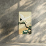 Japanese crane bird on branch of pine by Ohara Koson art print premium on canvas