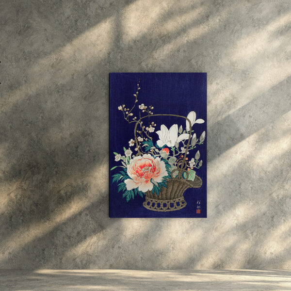 Bamboo flower basket by Ohara Koson Kunstdruck Premium auf Leinwand